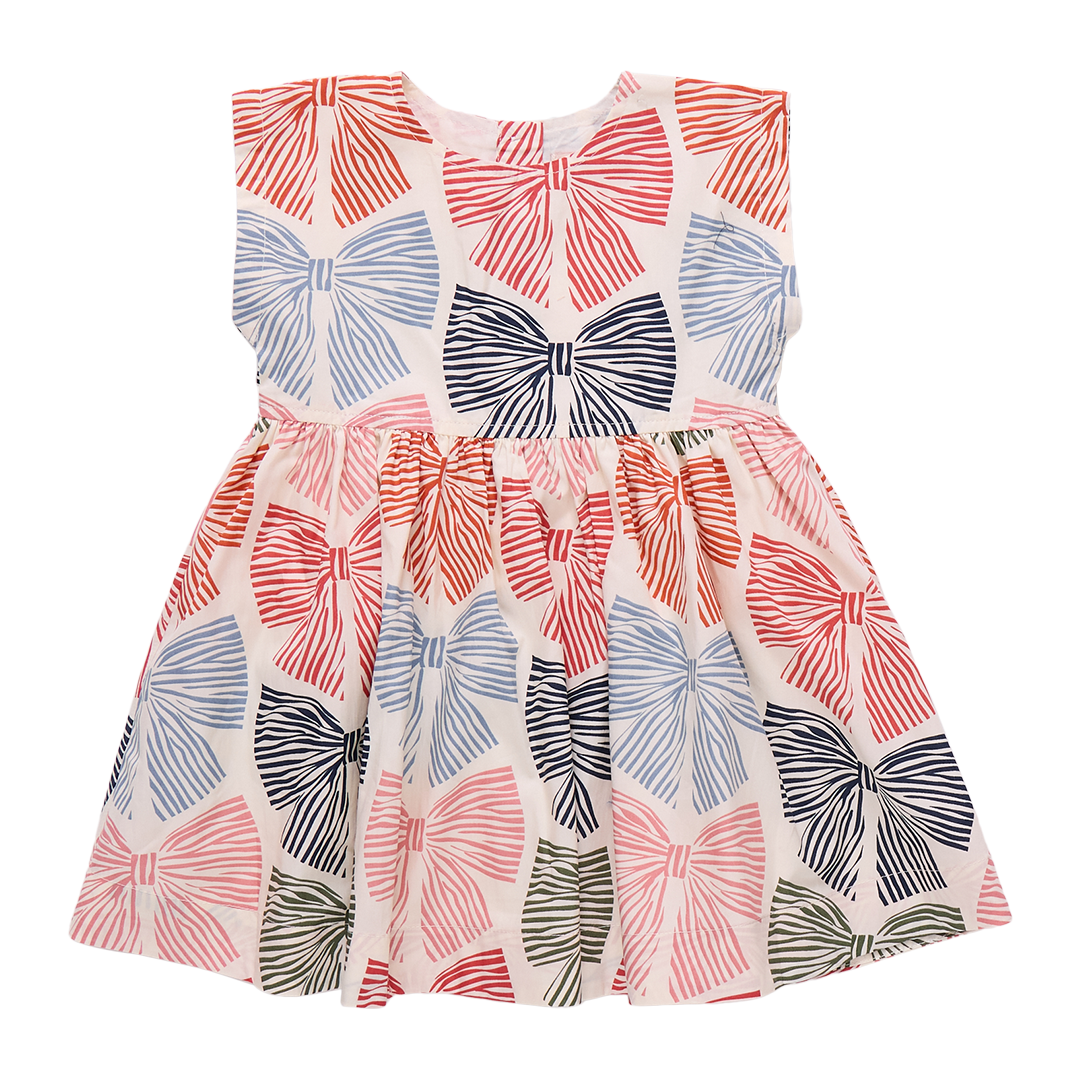 Girl's Adaline Dress - Multi Striped Bows