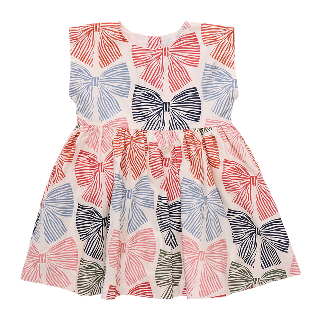 Girl's Adaline Dress - Multi Striped Bows