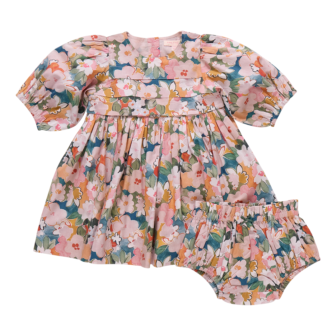 Baby Girl's Evelyn Dress Set - Watercolor Floral