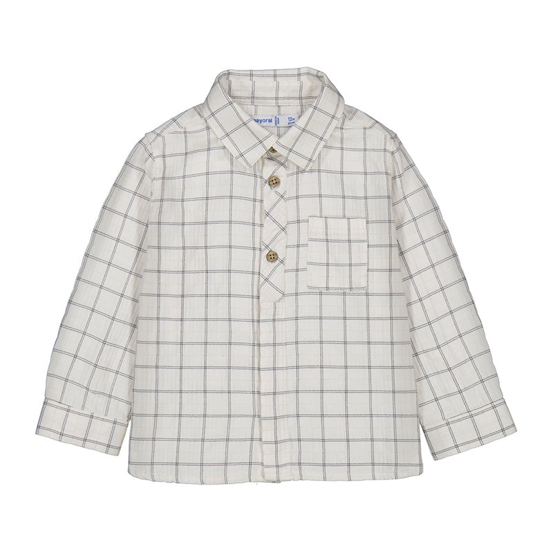 L/S Checked Viscose Shirt - Shadow
