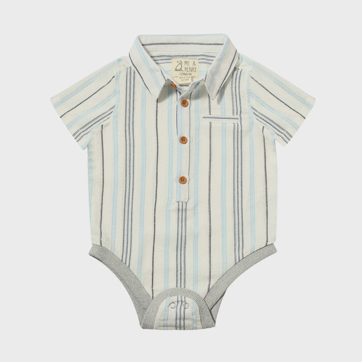 Helford Woven Onesie - Navy/Blue/White Wide Stripe