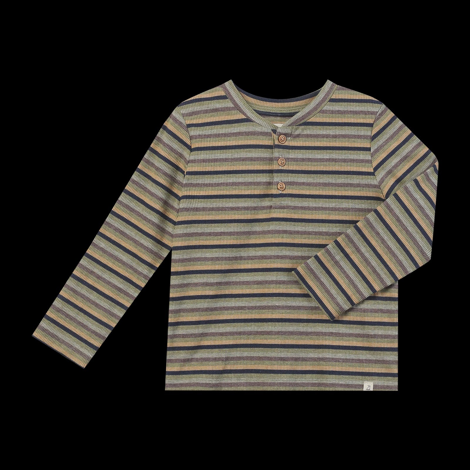 Green Multi Stripe Ribbed Henley