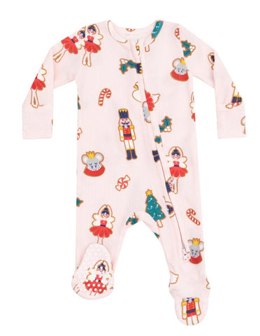 Organic Waffle 2-Way Zipper Ruffle Footie - Lucent White