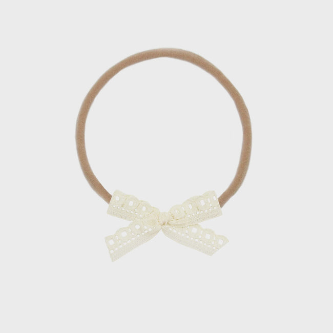 Mini Lace Bow Headband - Cream