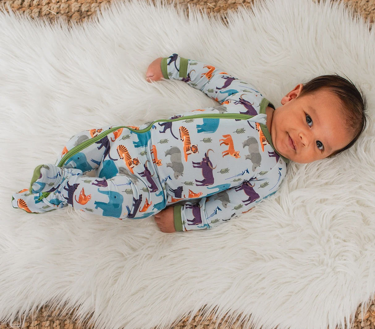 Print Footie with Zipper - Safari Dreams