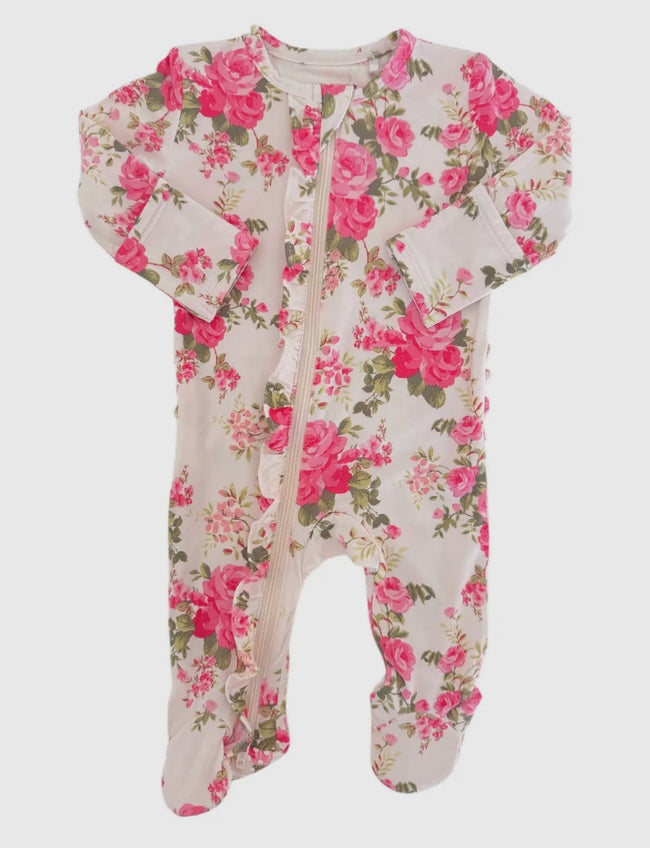 2-Way Zip Ruffle Footie - Country Daydream