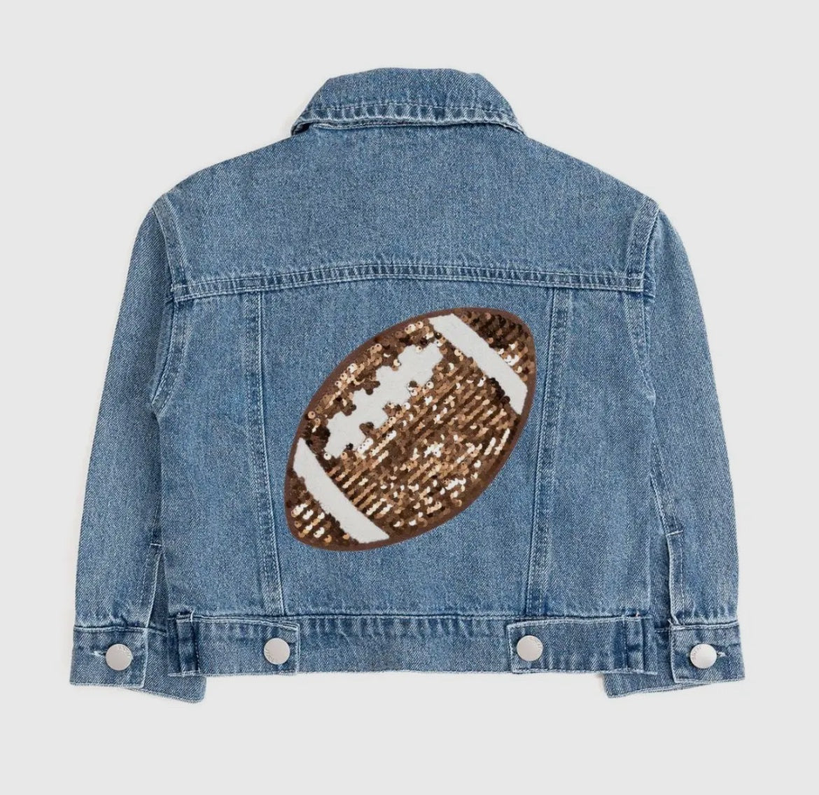 Football Sequin Patch Denim Jacket