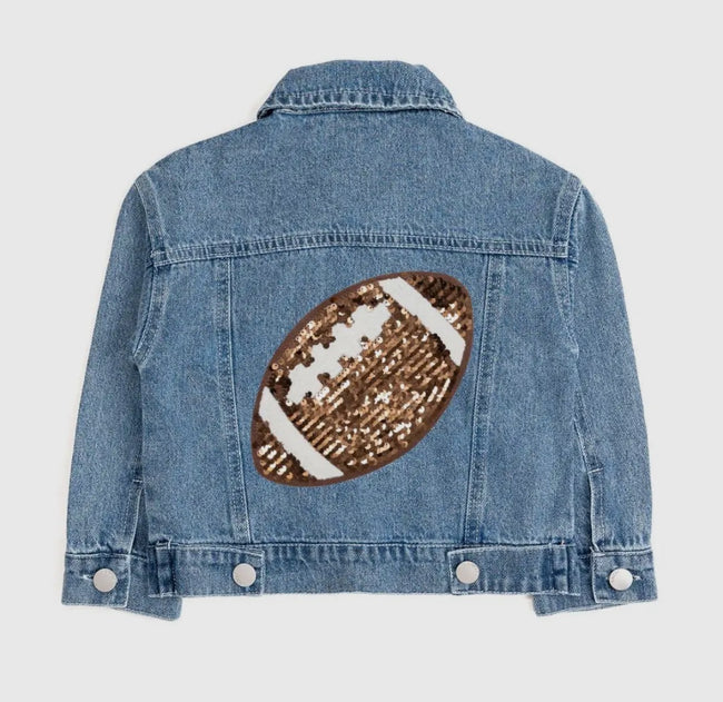 Football Sequin Patch Denim Jacket