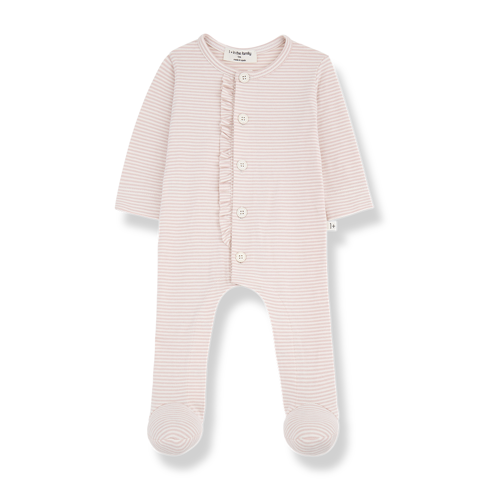 Kristine Striped Jumpsuit with Feet - Nude