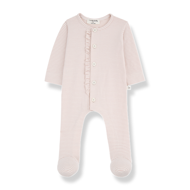 Kristine Striped Jumpsuit with Feet - Nude