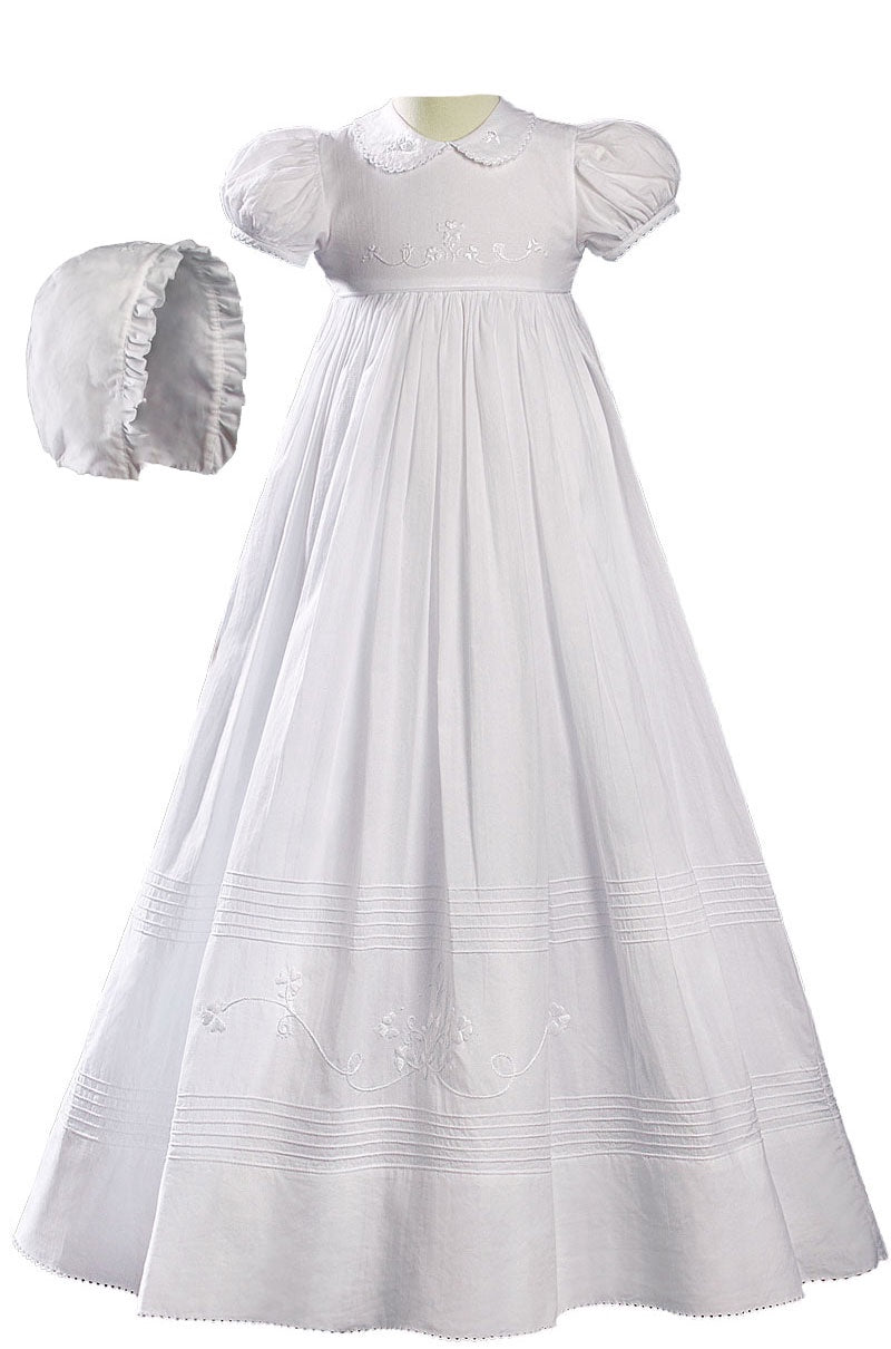 Short Sleeve Gown with Floral Shamrock Embroidery
