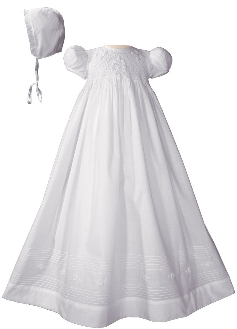 Girls 32″ Smocked Gown with Hand Embroidery- Small