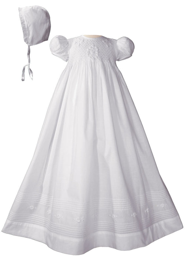Girls 32″ Smocked Gown with Hand Embroidery- Small