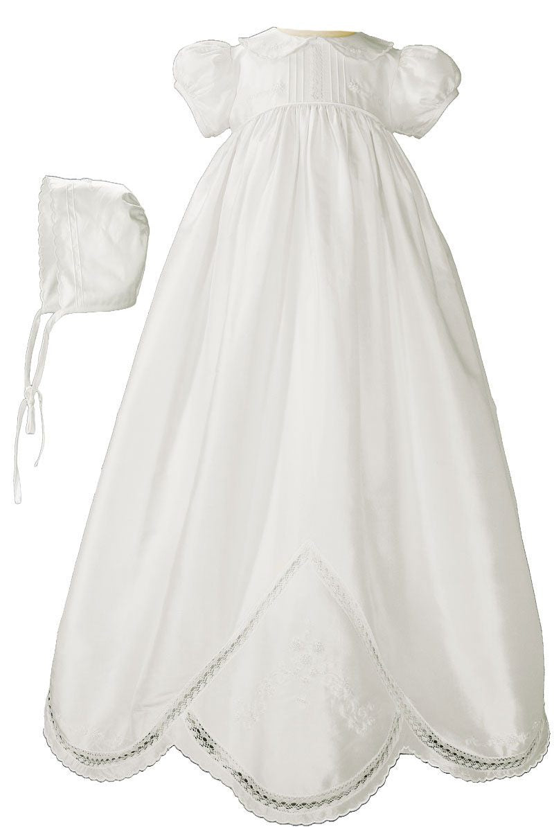 Silk Dupioni Gown with Hand Embroidery