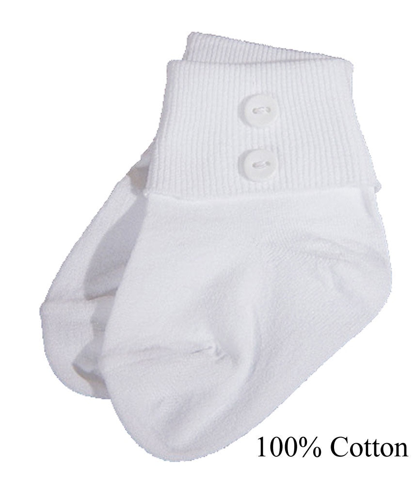 Boys White Anklet Socks with Buttons