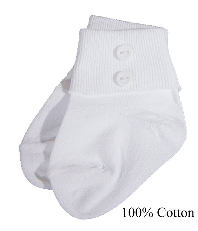 Boys White Anklet Socks with Buttons