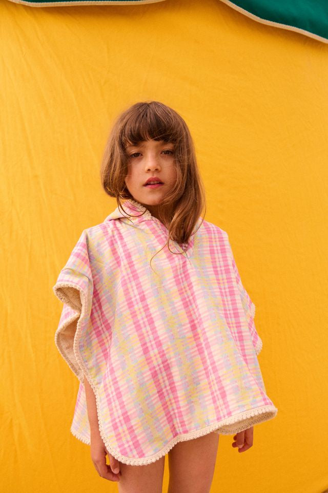 Mael Beach Cape- Pink Checks