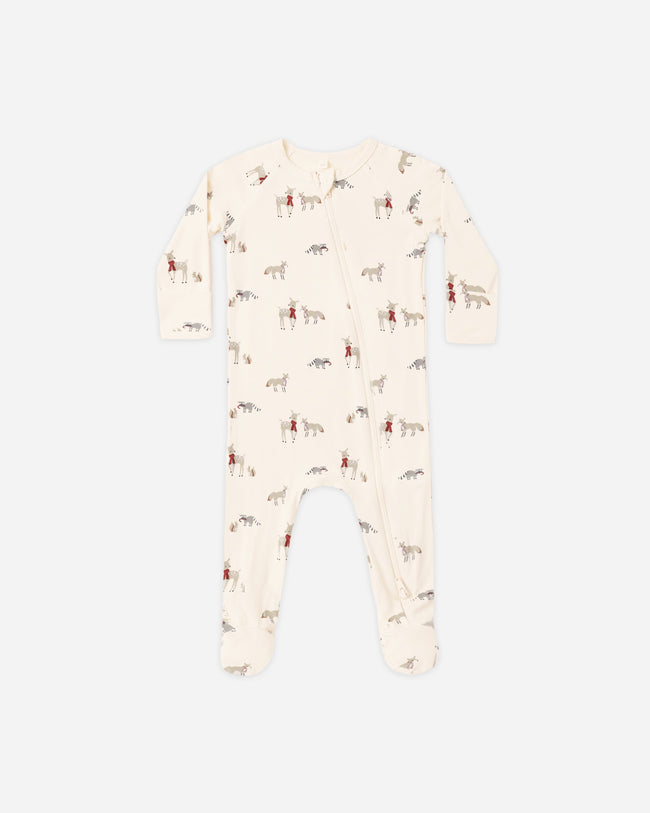 Bamboo Zip Footie- Forest Friends