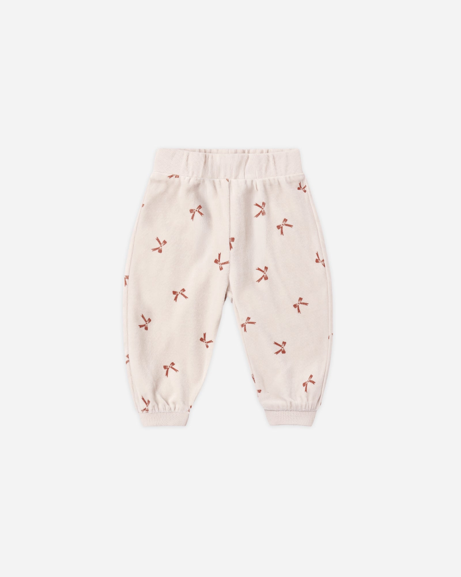 Velour Relaxed Sweatpants- Red Bows