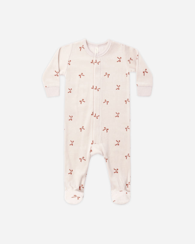 Hidden Snap Footie- Red Bows