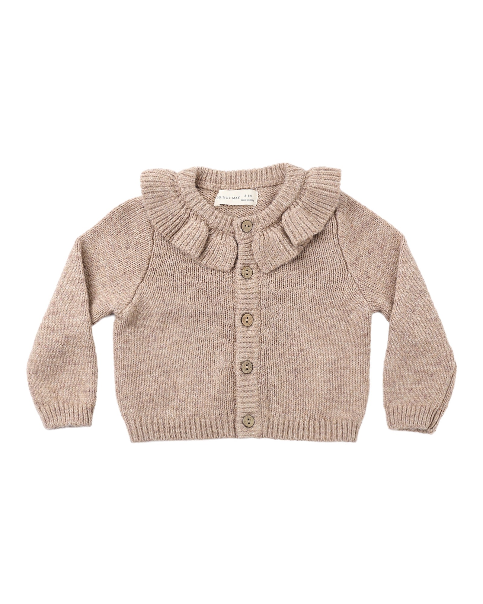 Ruffle Cardigan- Almond
