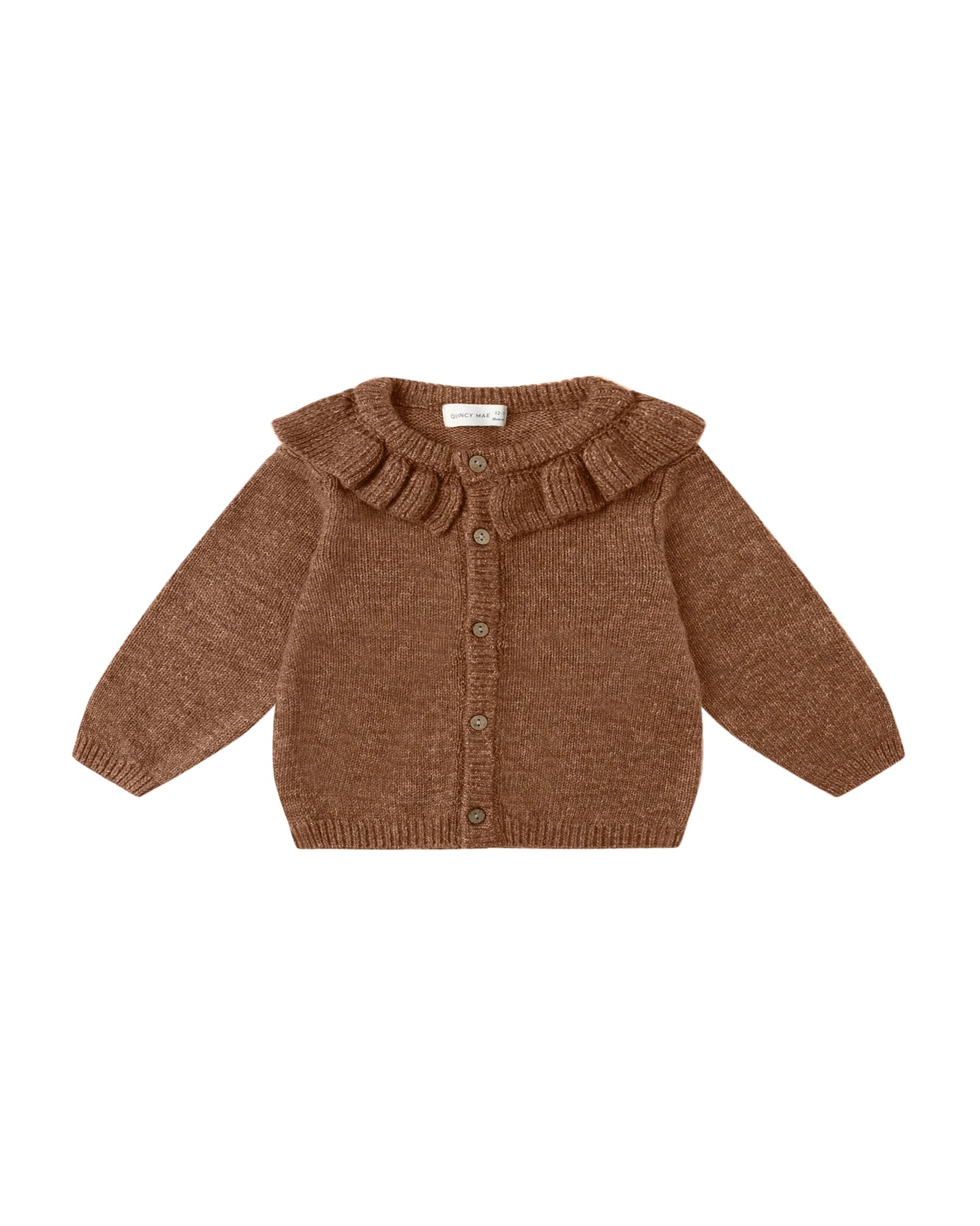 Ruffle Collar Cardigan - Heathered Cedar