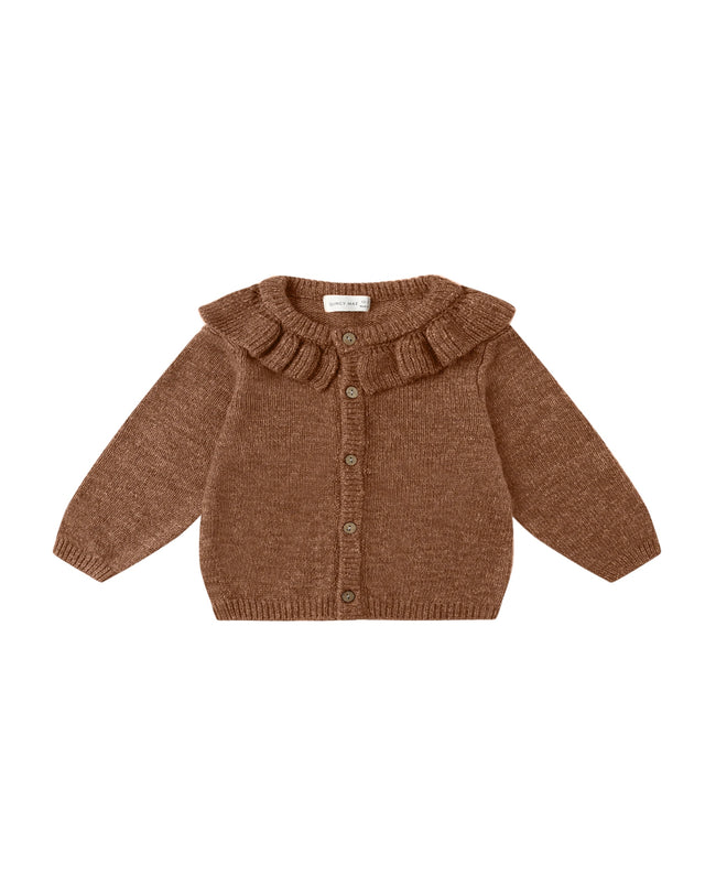 Ruffle Collar Cardigan - Heathered Cedar