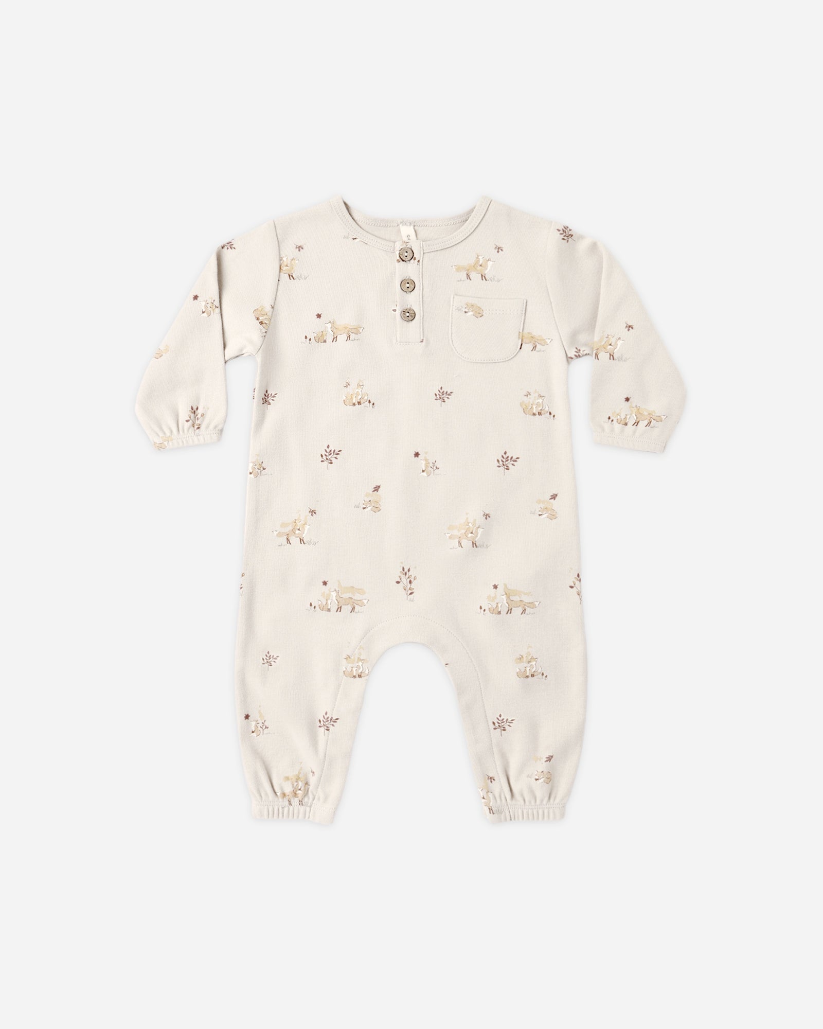 Long Sleeve Pocket Jumpsuit- Fox Land