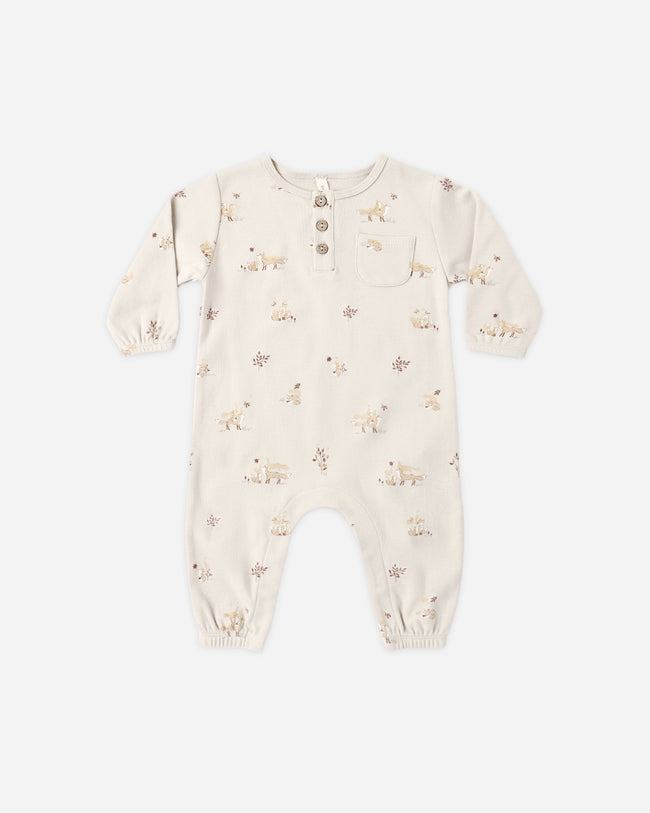 Long Sleeve Pocket Jumpsuit- Fox Land