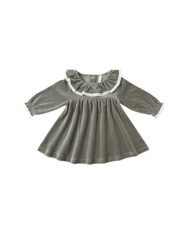 Velour Baby Dress - Forest
