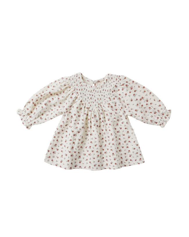 V Smocked Dress -Winter Ditsy