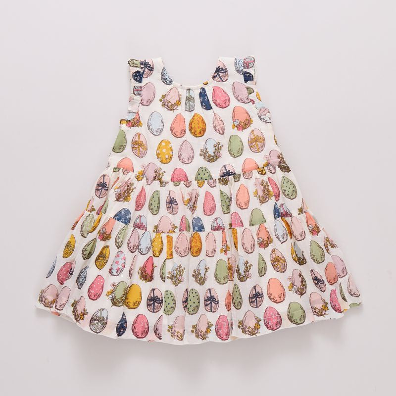 Girls Eloise Ruffle Dress- Multi Eggs