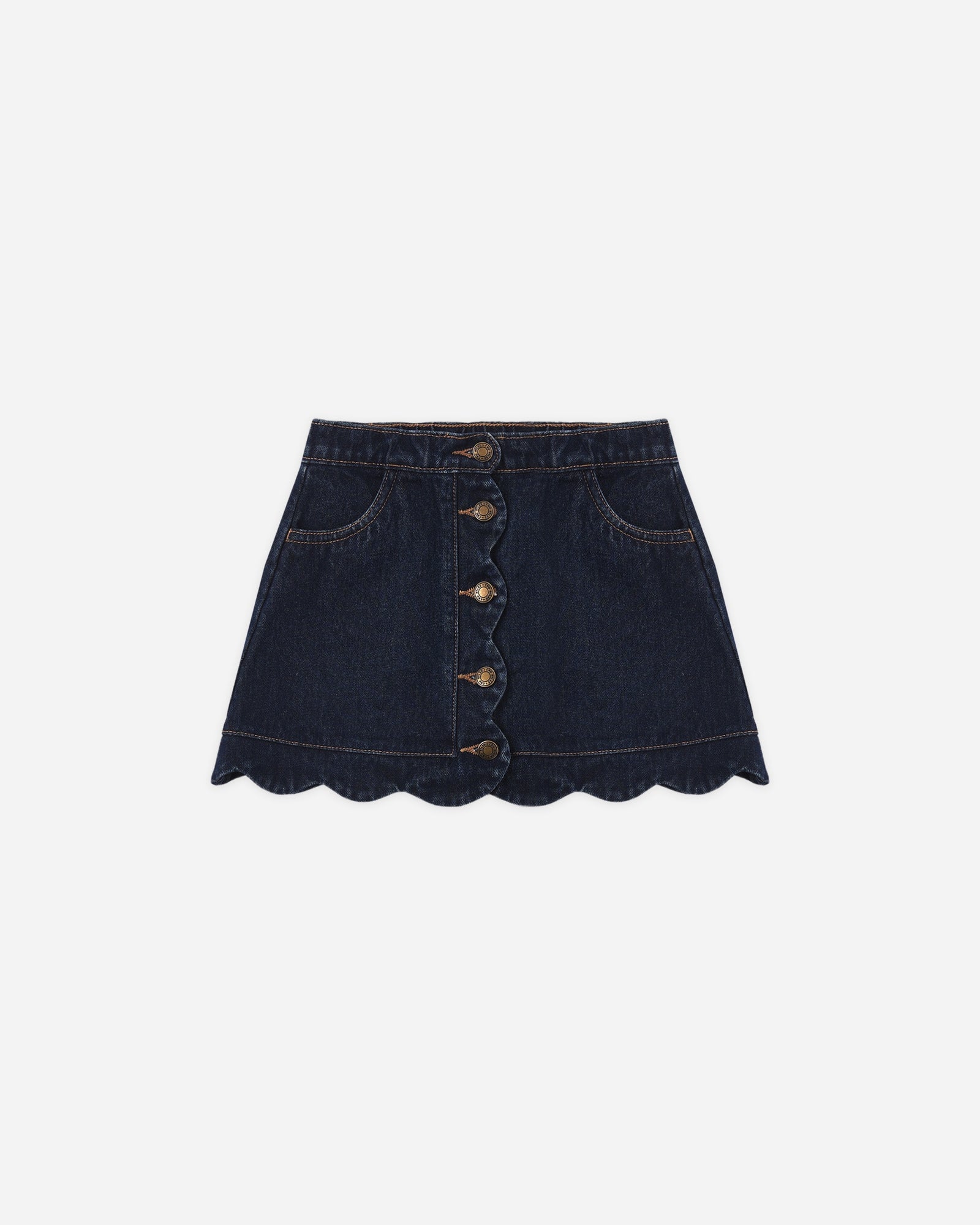 Scallop Mini Skirt- Indigo