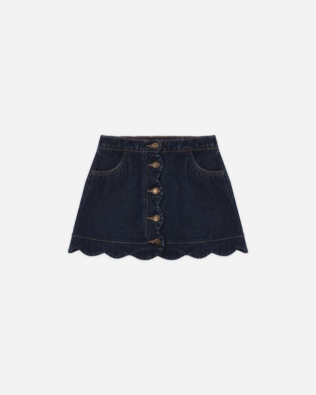 Scallop Mini Skirt- Indigo