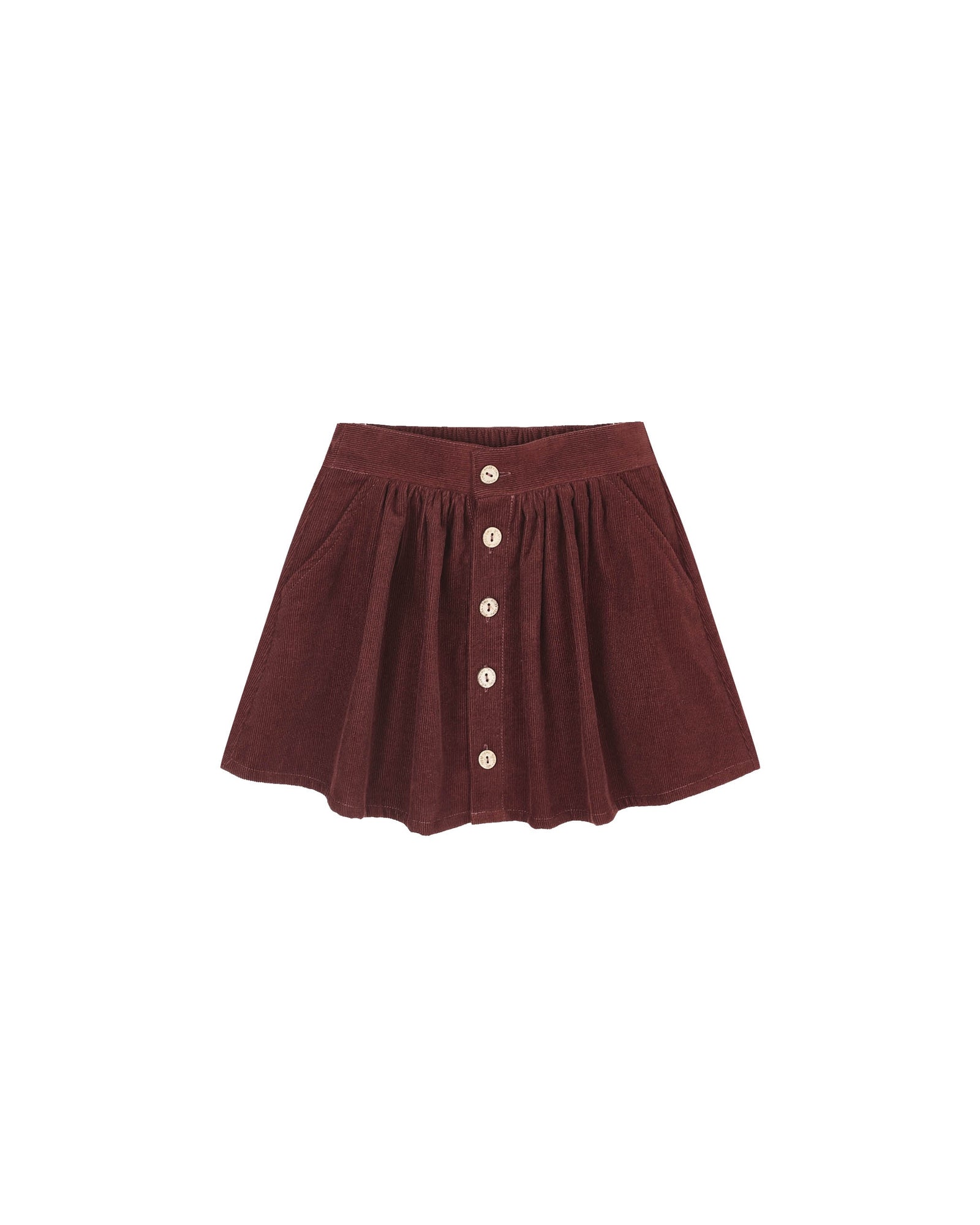 Button Front Mini Skirt - Burgundy