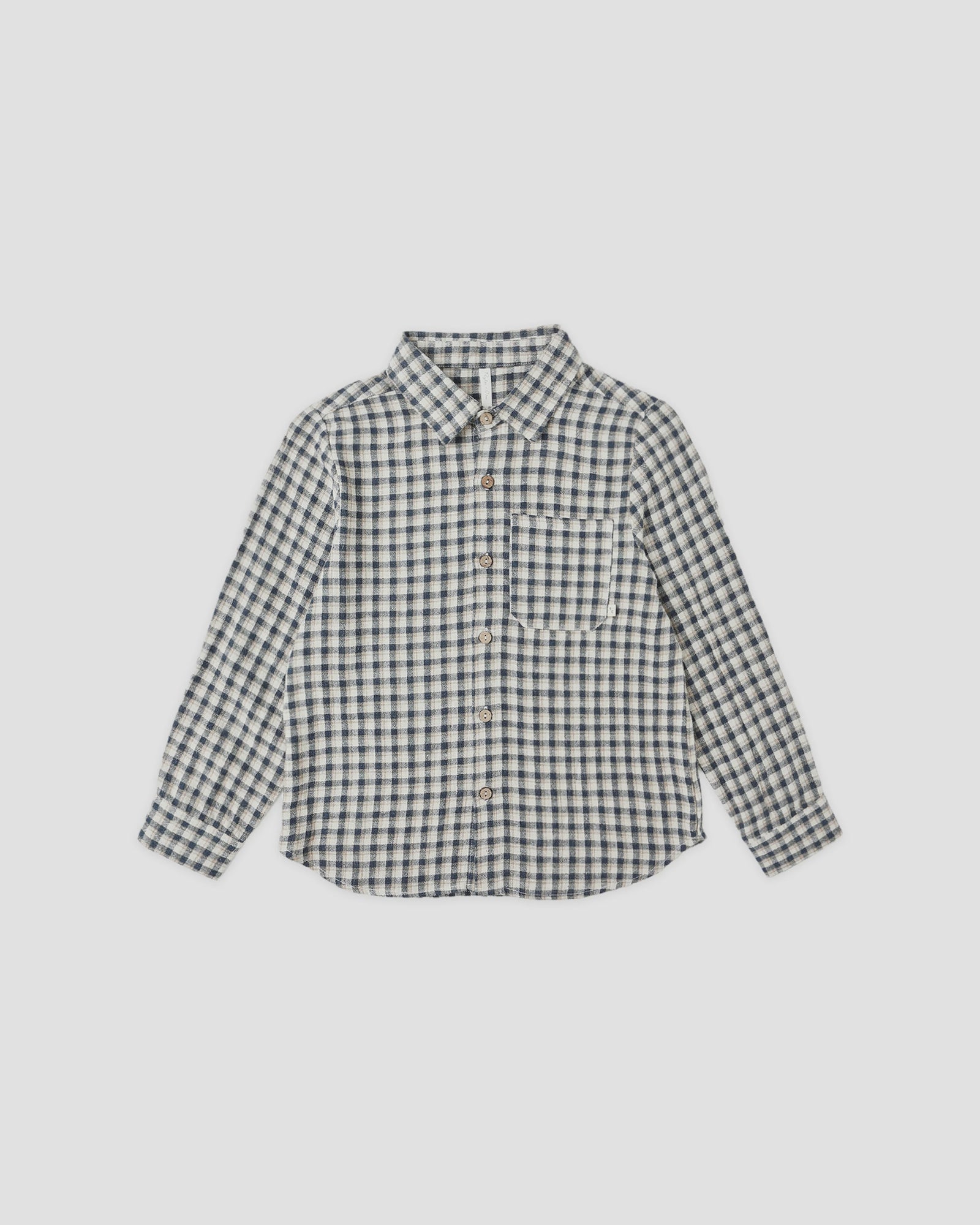 Collared Long Sleeve Shirt - Navy Check