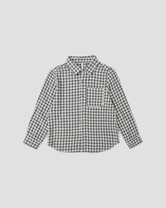 Collared Long Sleeve Shirt - Navy Check
