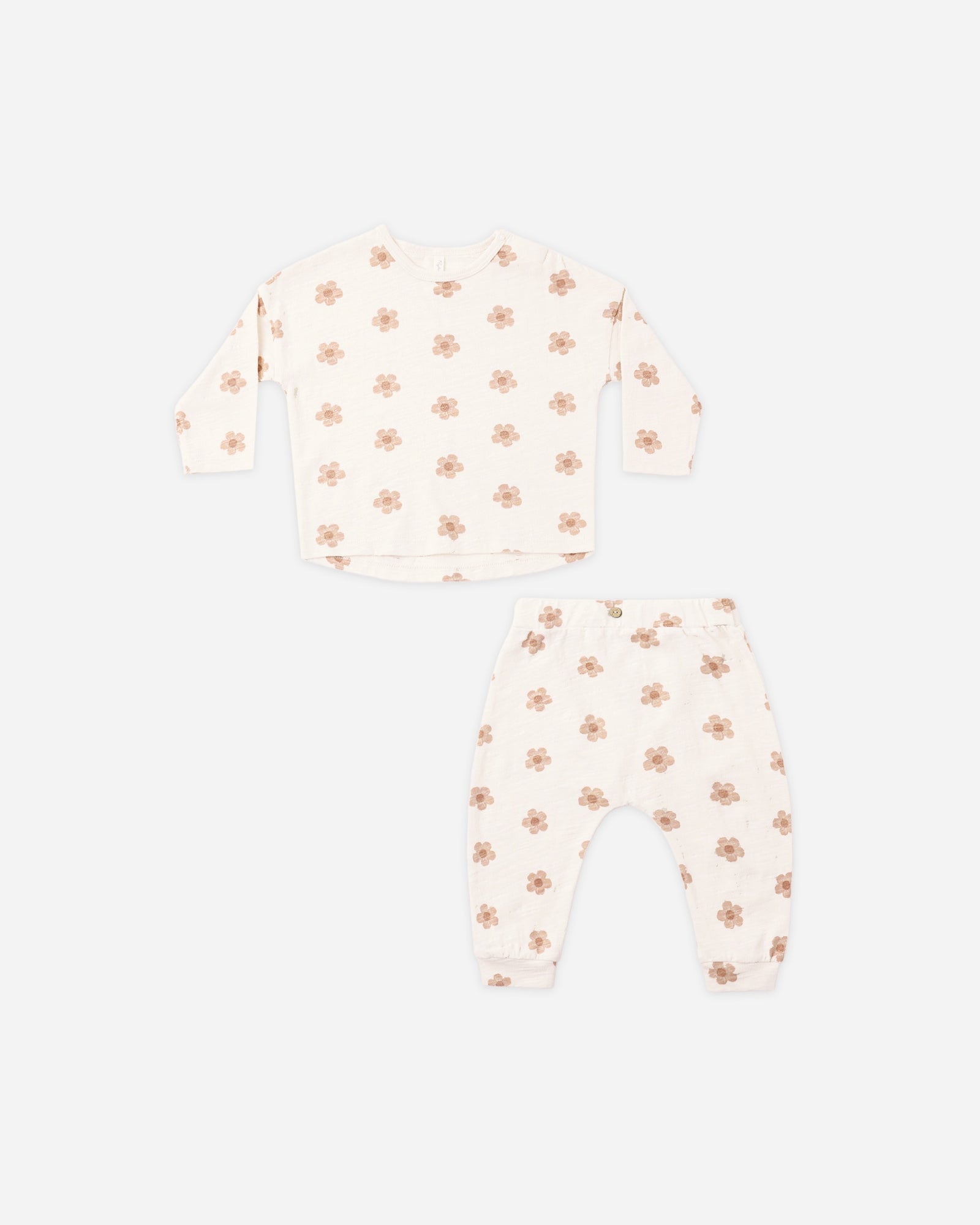 Long Sleeve Tee + Pant Set- Pink Daisies
