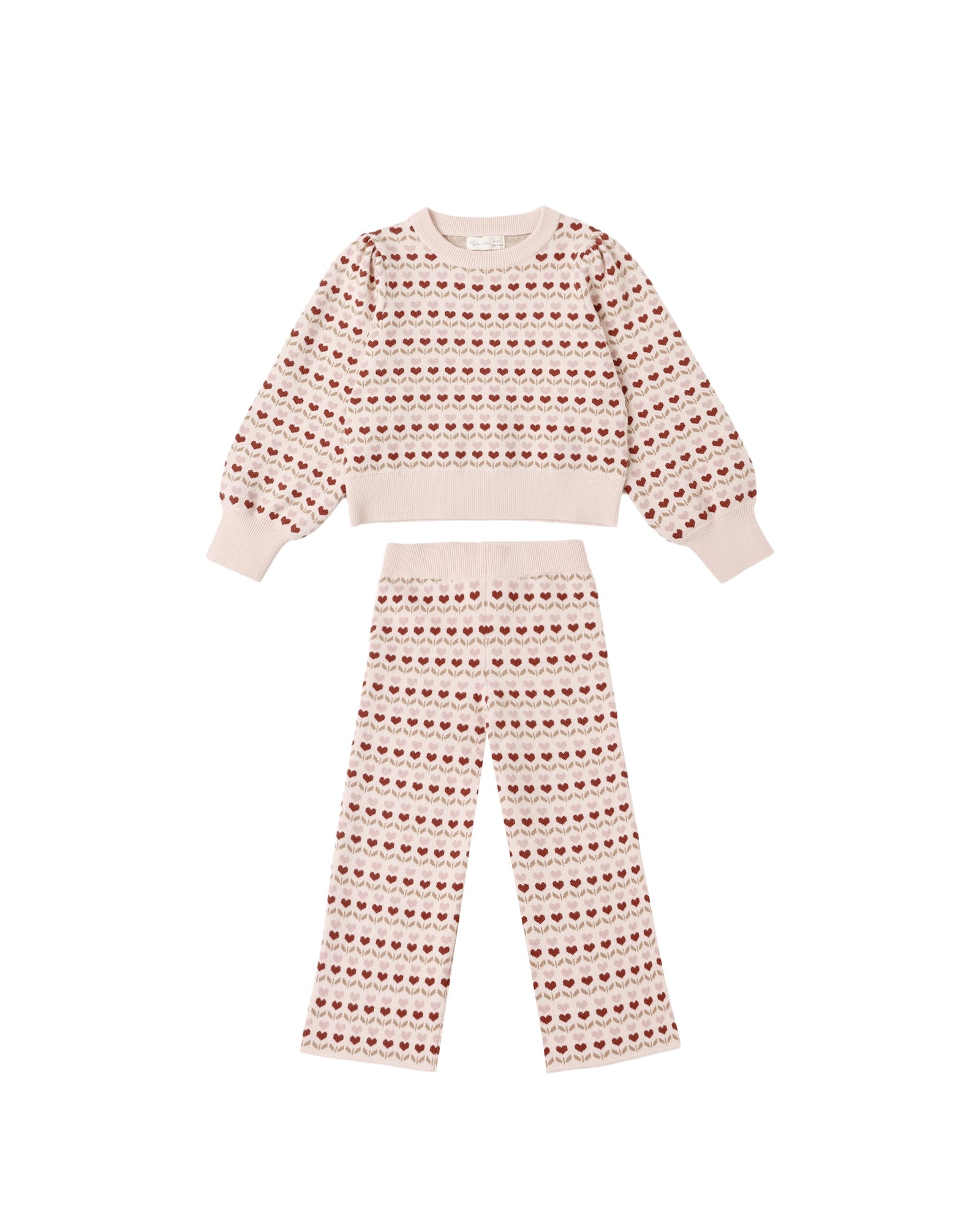Jacquard Knit Set - Ruby Hearts