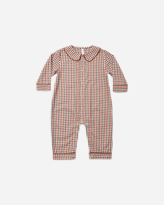 Baby Pajama Romper- Holiday Gingham
