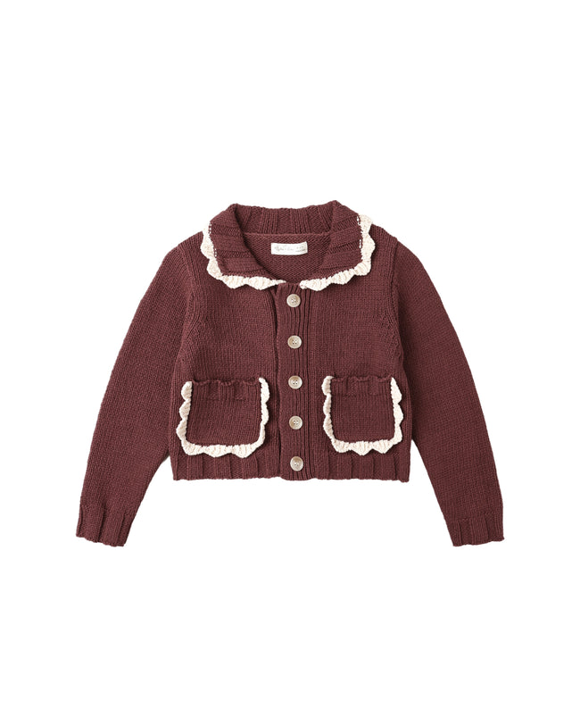 Collared Cardigan - Burgundy