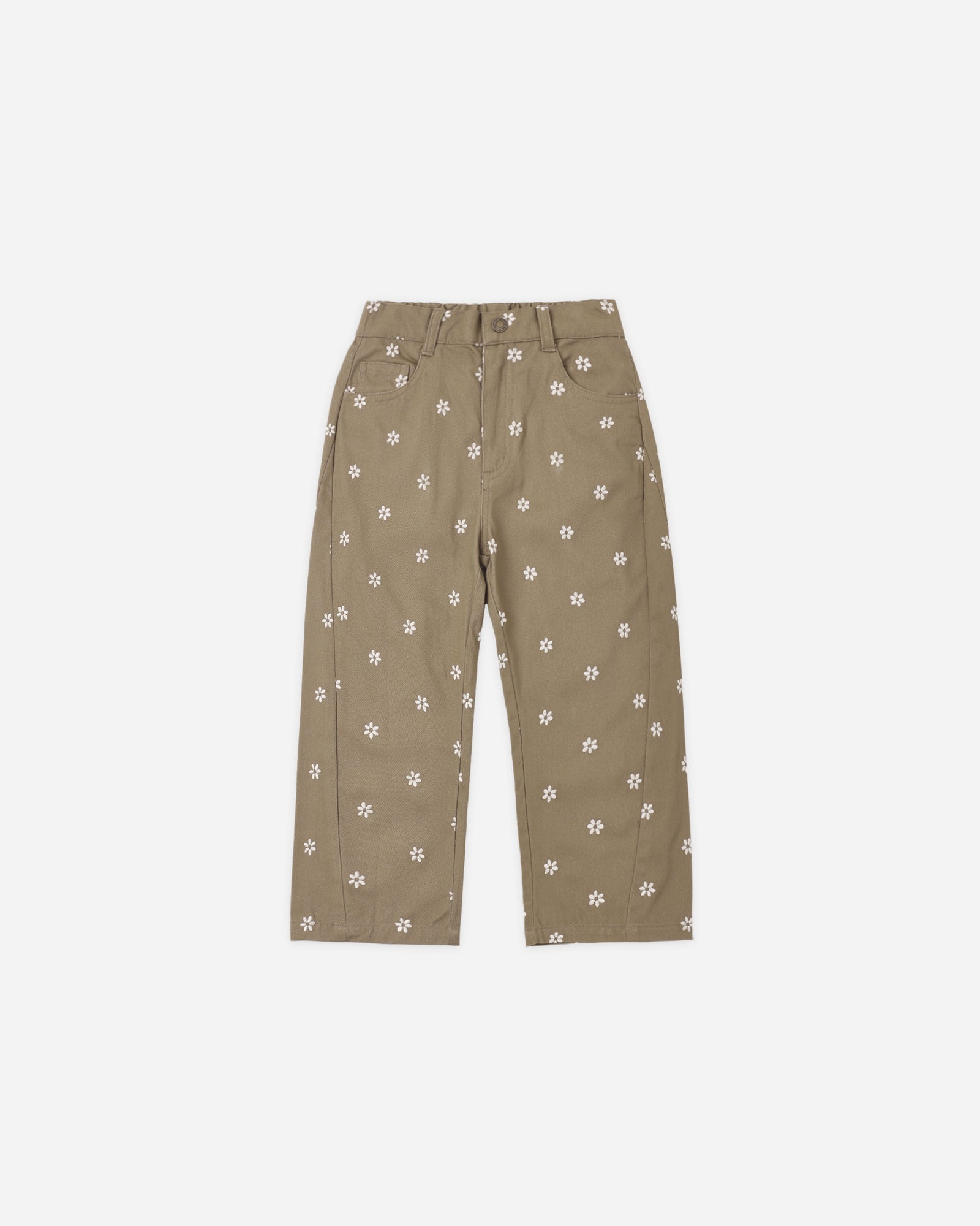 Barrel Pant- Embroidered Daisies