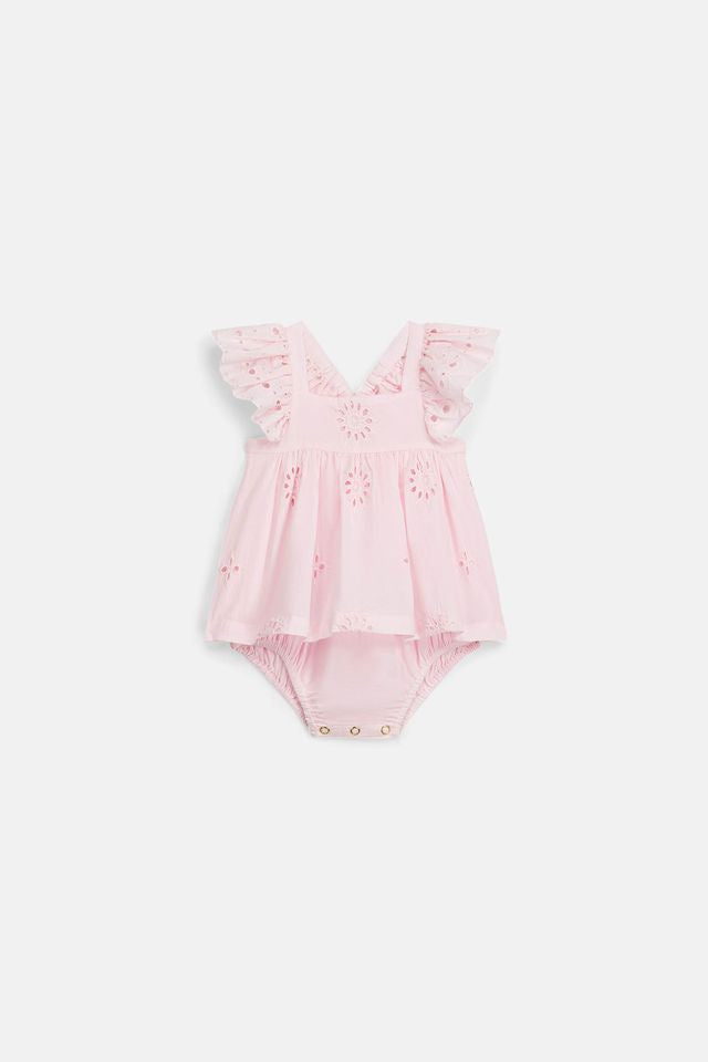Salome Romper- Pink Schiffli