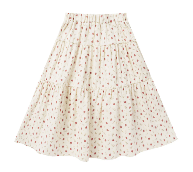 Strawberry Field Tiered Midi Skirt