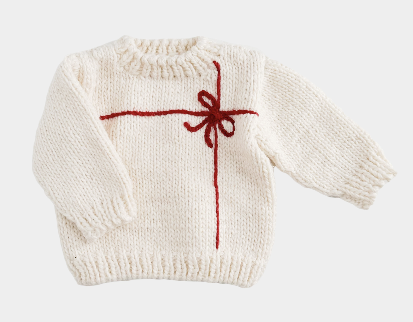 Holiday Christmas Bow Sweater Cream Red