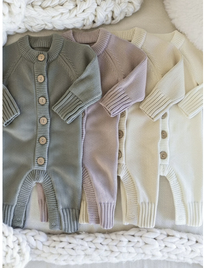 Knit Sweater Button Romper