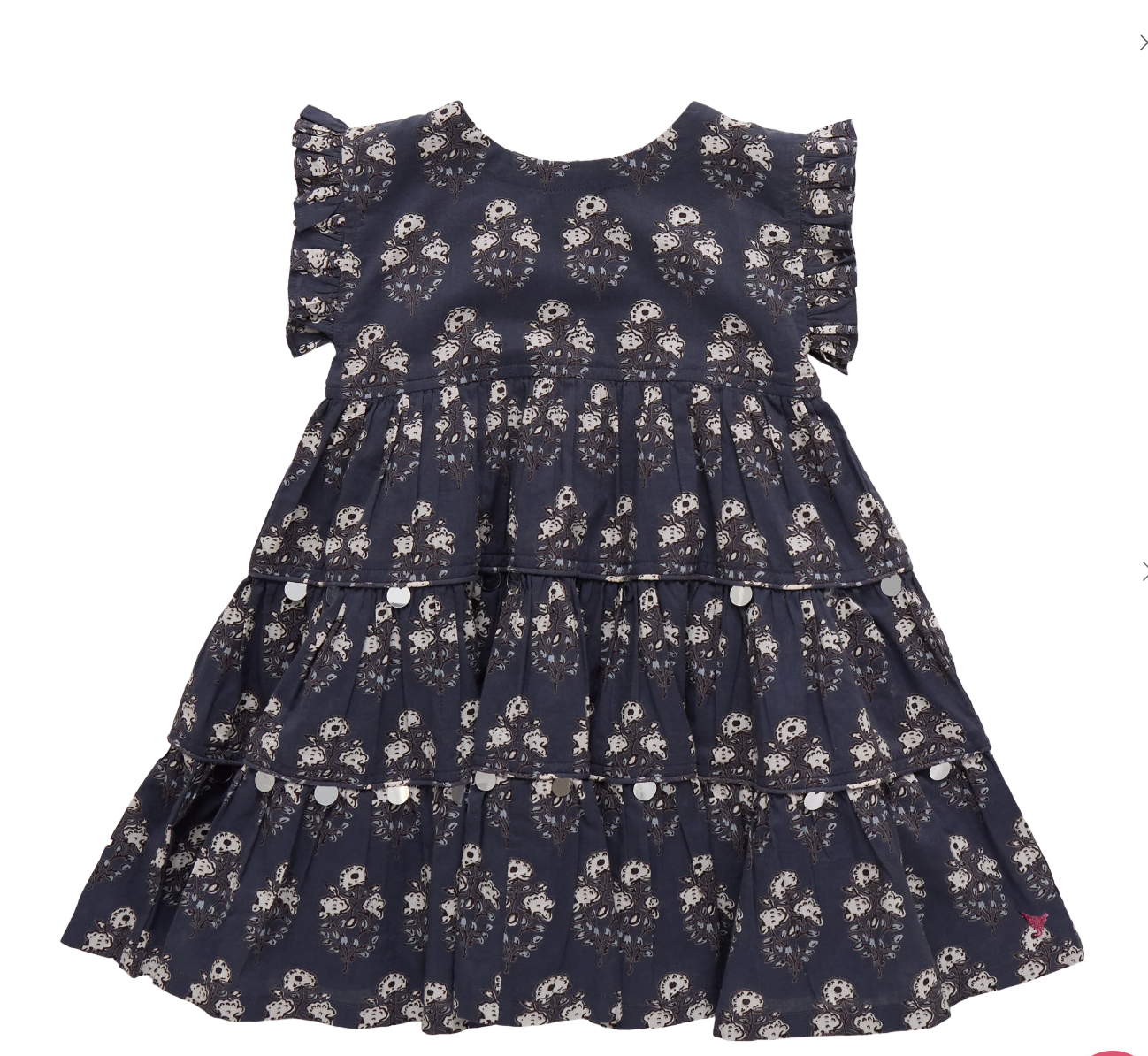 Girls Peachy Dress- Navy Strawflower