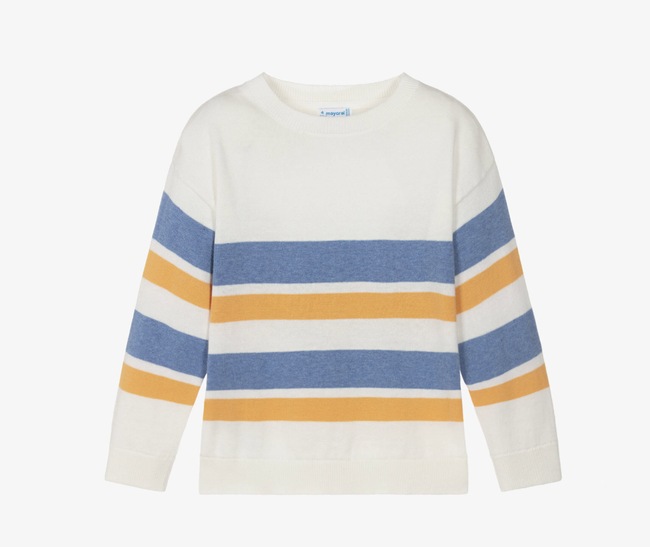 Cotton Knit Jumper- Ivory Stripes
