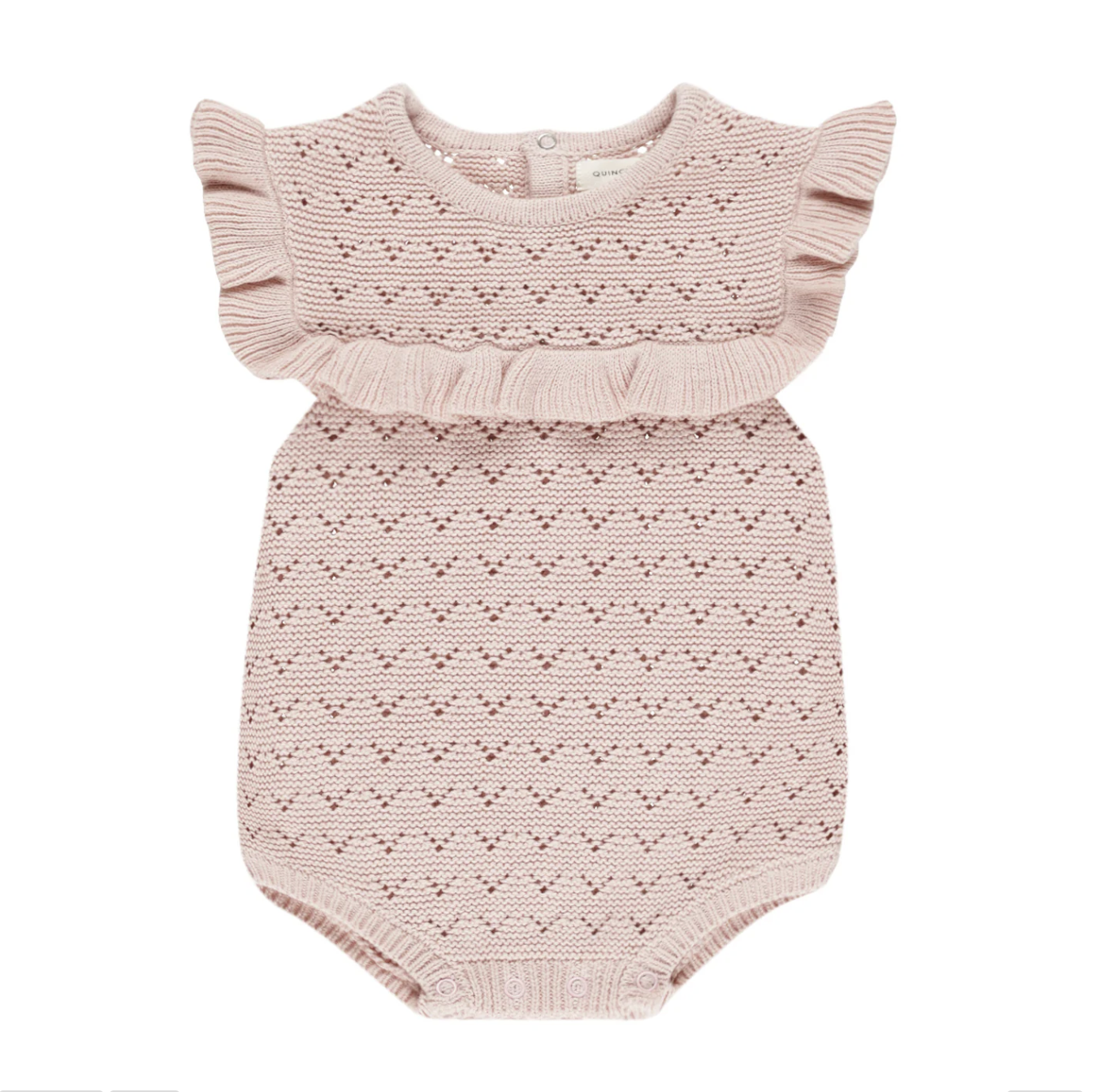 Pointelle Ruffle Romper- Blush