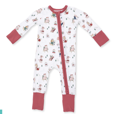 2 Way Ruffle Sleeve Zipper Footie-Pretty Bows